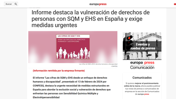 NOTA DE PRENSA E INFORME DE REPERCUSIÓN: Informe destaca la vulneración de derechos de personas con SQM y EHS en España y exige medidas urgentes